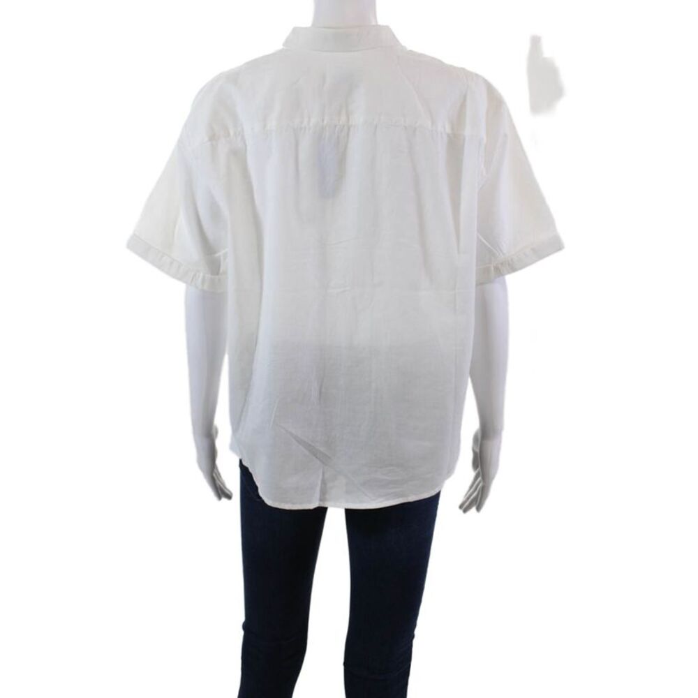 All Love And Sunshine Womens Button Down Shirt White Cotton Size Medium - Picture 3 of 5